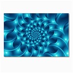 Glossy Light Blue Spiral Fractal Postcard 5  x 7 