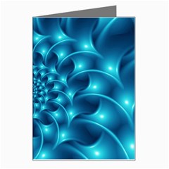 Glossy Light Blue Spiral Fractal Greeting Card from ArtsNow.com Left