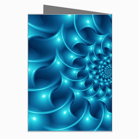 Glossy Light Blue Spiral Fractal Greeting Card from ArtsNow.com Right