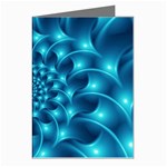 Glossy Light Blue Spiral Fractal Greeting Cards (Pkg of 8)