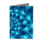 Glossy Light Blue Spiral Fractal Mini Greeting Card