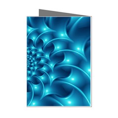 Glossy Light Blue Spiral Fractal Mini Greeting Cards (Pkg of 8) from ArtsNow.com Left