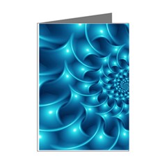 Glossy Light Blue Spiral Fractal Mini Greeting Cards (Pkg of 8) from ArtsNow.com Right