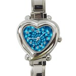 Glossy Light Blue Spiral Fractal Heart Italian Charm Watch