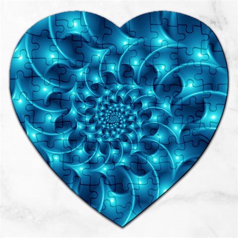 Glossy Light Blue Spiral Fractal Jigsaw Puzzle (Heart) from ArtsNow.com Front