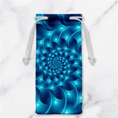 Glossy Light Blue Spiral Fractal Jewelry Bag from ArtsNow.com Front