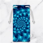 Glossy Light Blue Spiral Fractal Jewelry Bag