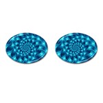 Glossy Light Blue Spiral Fractal Cufflinks (Oval)