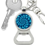 Glossy Light Blue Spiral Fractal Bottle Opener Key Chain