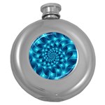 Glossy Light Blue Spiral Fractal Hip Flask (5 oz)