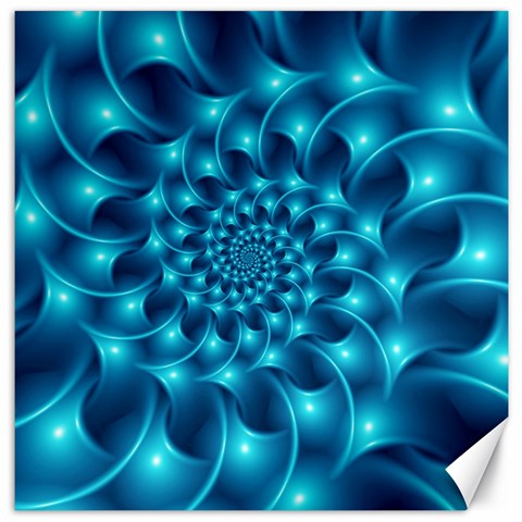 Glossy Light Blue Spiral Fractal Canvas 12  x 12  from ArtsNow.com 11.4 x11.56  Canvas - 1