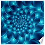 Glossy Light Blue Spiral Fractal Canvas 12  x 12 