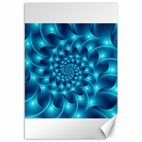 Glossy Light Blue Spiral Fractal Canvas 12  x 18  from ArtsNow.com 11.88 x17.36  Canvas - 1