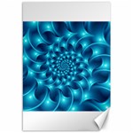 Glossy Light Blue Spiral Fractal Canvas 12  x 18 