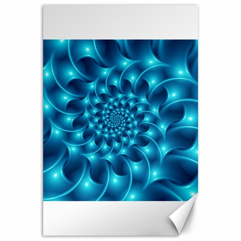 Glossy Light Blue Spiral Fractal Canvas 24  x 36  from ArtsNow.com 23.35 x34.74  Canvas - 1