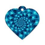 Glossy Light Blue Spiral Fractal Dog Tag Heart (One Side)