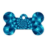 Glossy Light Blue Spiral Fractal Dog Tag Bone (Two Sides)