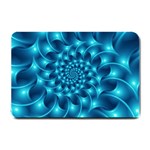 Glossy Light Blue Spiral Fractal Small Doormat