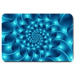 Glossy Light Blue Spiral Fractal Large Doormat