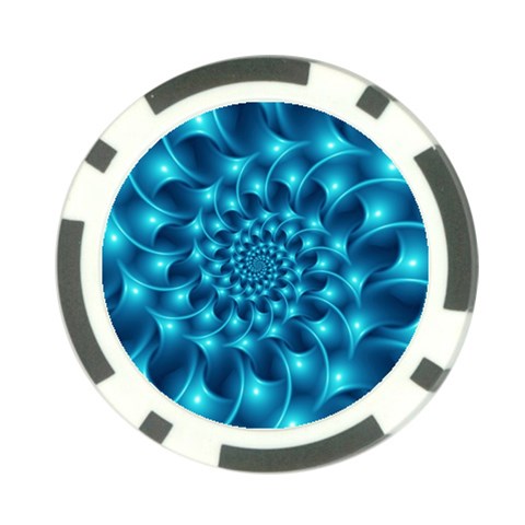 Glossy Light Blue Spiral Fractal Poker Chip Card Guard from ArtsNow.com Front