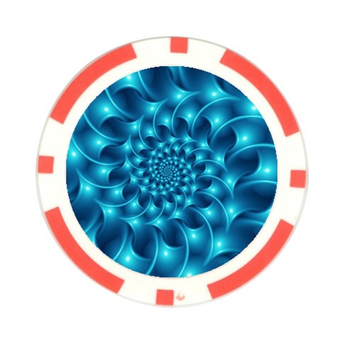 Glossy Light Blue Spiral Fractal Poker Chip Card Guard from ArtsNow.com Front