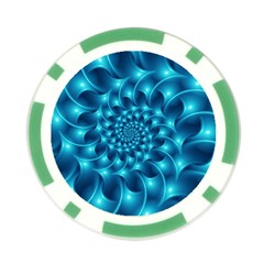 Glossy Light Blue Spiral Fractal Poker Chip Card Guard from ArtsNow.com Front