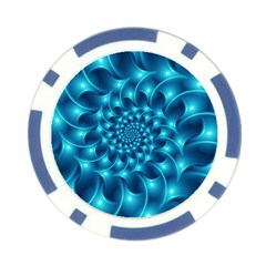 Glossy Light Blue Spiral Fractal Poker Chip Card Guard from ArtsNow.com Front