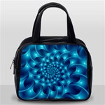 Glossy Light Blue Spiral Fractal Classic Handbag (One Side)