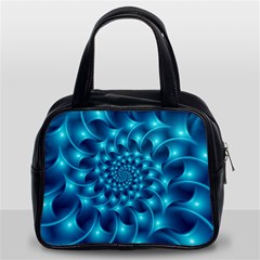 Glossy Light Blue Spiral Fractal Classic Handbag (Two Sides) from ArtsNow.com Front