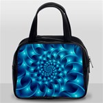 Glossy Light Blue Spiral Fractal Classic Handbag (Two Sides)