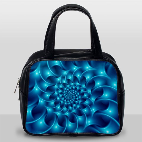 Glossy Light Blue Spiral Fractal Classic Handbag (Two Sides) from ArtsNow.com Back