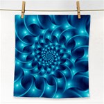 Glossy Light Blue Spiral Fractal Face Towel