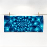 Glossy Light Blue Spiral Fractal Hand Towel