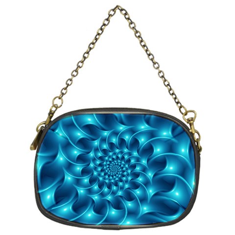 Glossy Light Blue Spiral Fractal Chain Purse (One Side) from ArtsNow.com Front