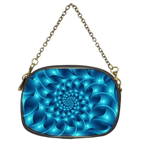 Glossy Light Blue Spiral Fractal Chain Purse (Two Sides) from ArtsNow.com Front