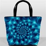 Glossy Light Blue Spiral Fractal Bucket Bag