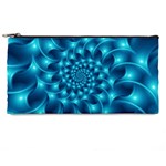 Glossy Light Blue Spiral Fractal Pencil Case