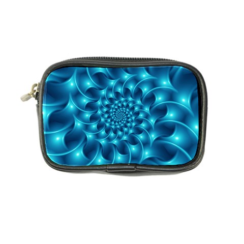 Glossy Light Blue Spiral Fractal Coin Purse from ArtsNow.com Front