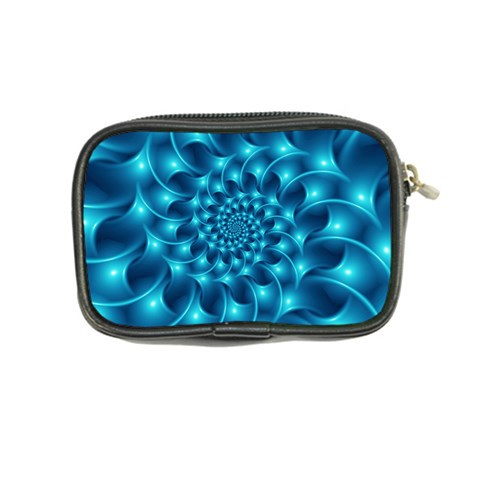 Glossy Light Blue Spiral Fractal Coin Purse from ArtsNow.com Back