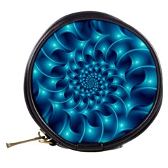 Glossy Light Blue Spiral Fractal Mini Makeup Bag from ArtsNow.com Back