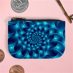 Glossy Light Blue Spiral Fractal Mini Coin Purse