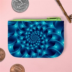 Glossy Light Blue Spiral Fractal Mini Coin Purse from ArtsNow.com Back