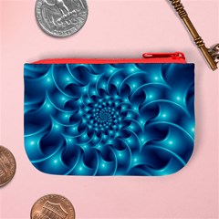 Glossy Light Blue Spiral Fractal Mini Coin Purse from ArtsNow.com Back