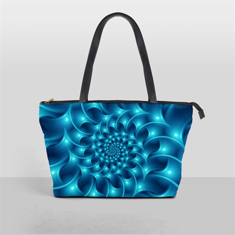 Glossy Light Blue Spiral Fractal Classic Shoulder Handbag from ArtsNow.com Front