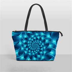 Glossy Light Blue Spiral Fractal Classic Shoulder Handbag from ArtsNow.com Front