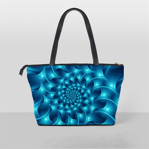 Glossy Light Blue Spiral Fractal Classic Shoulder Handbag from ArtsNow.com Back