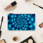 Glossy Light Blue Spiral Fractal Cosmetic Bag (Small)