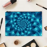 Glossy Light Blue Spiral Fractal Cosmetic Bag (Large)