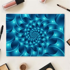 Glossy Light Blue Spiral Fractal Cosmetic Bag (XL) from ArtsNow.com Back