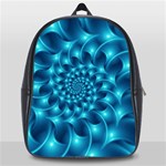 Glossy Light Blue Spiral Fractal School Bag (Large)